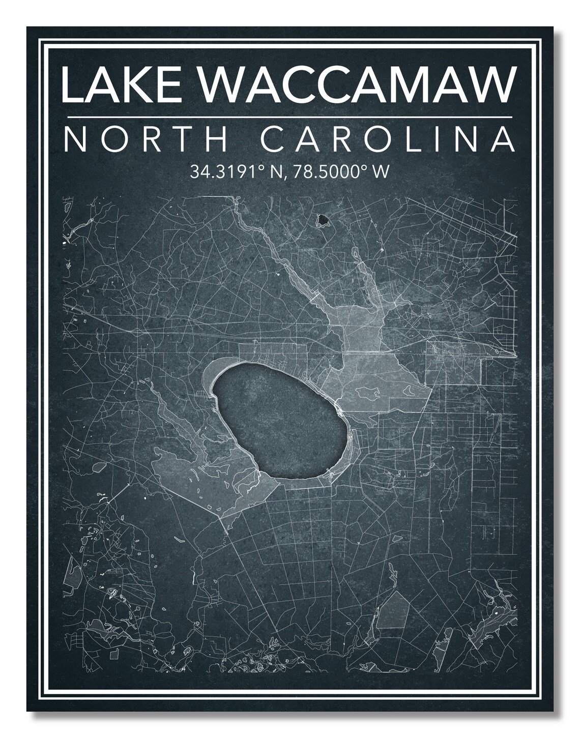 Wall Art Map Lake Waccamaw NC Etsy