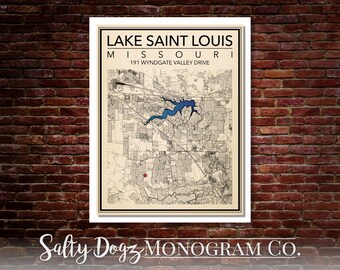 Wall Art Map Print of Lake Saint Louis, Missouri!