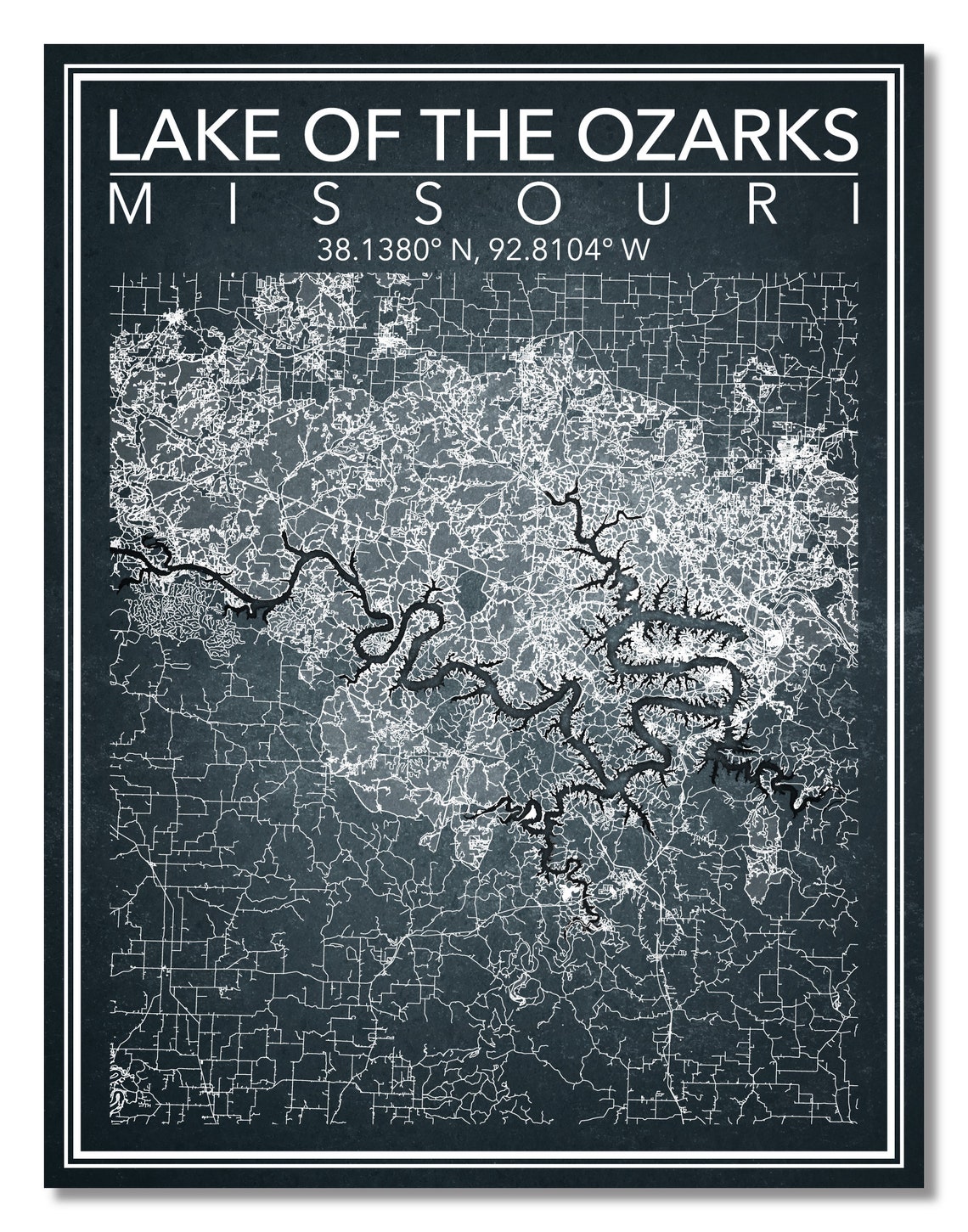 Wall Art Map Print of Lake of the Ozarks Missouri Etsy