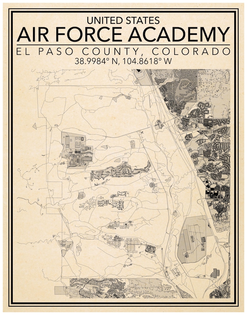 Wall Art Map Print of United States Air Force Academy, Colorado! - Etsy