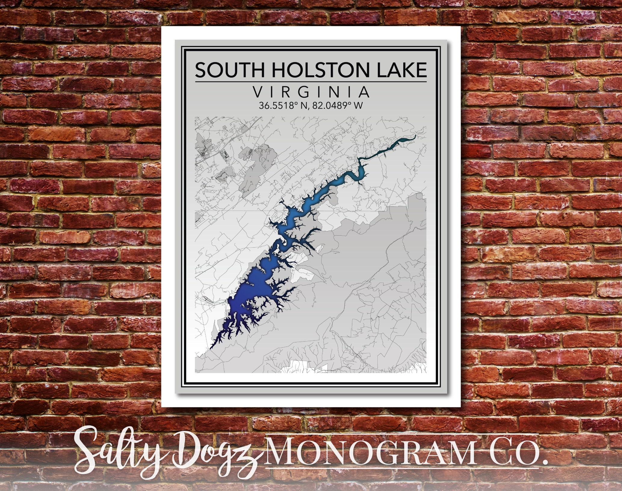 South Holston Lake Map Wall Art Map Print Of South Holston Lake Virginia | Etsy New Zealand