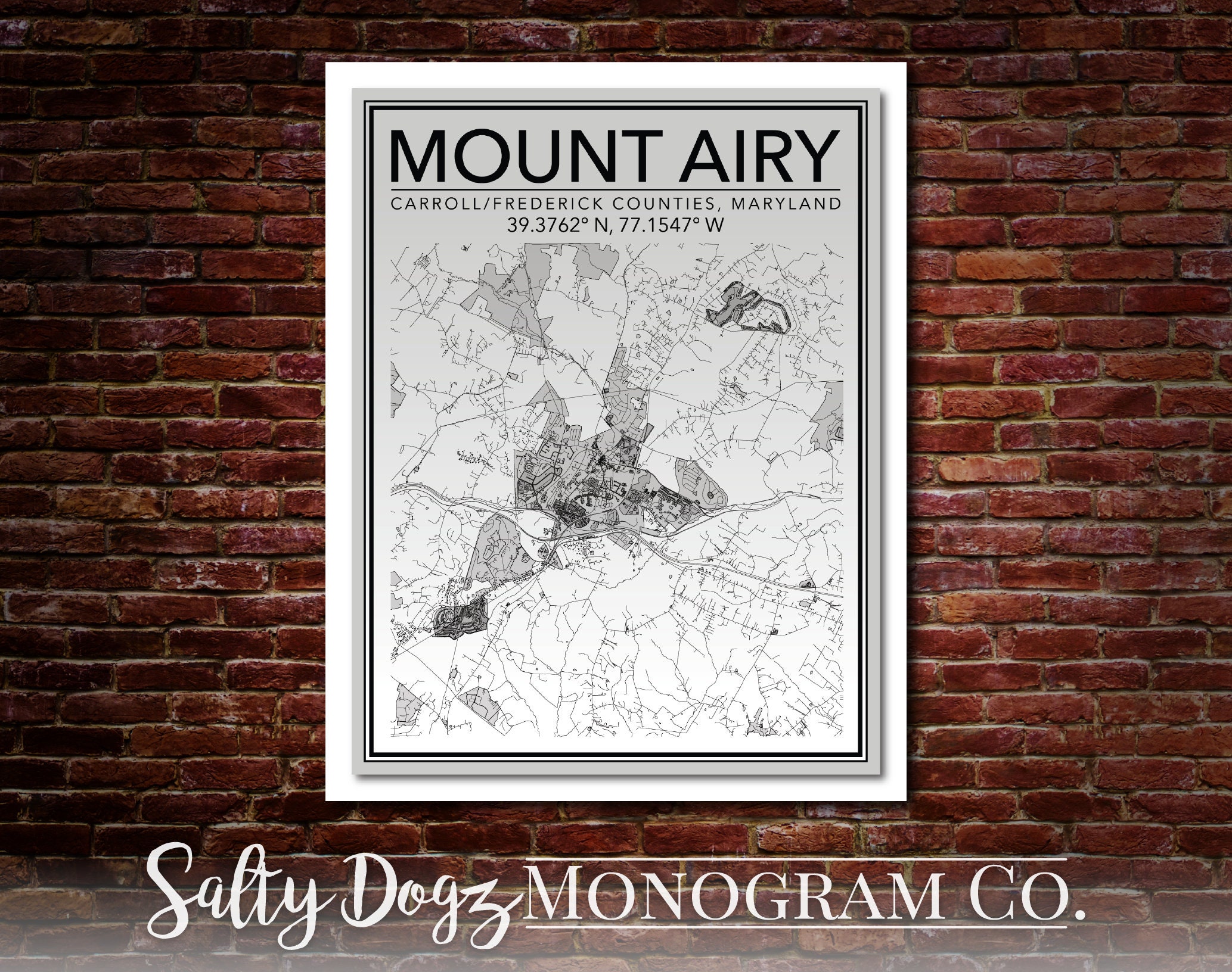 Wall Art Map Print of Mt. Airy, Maryland! - Etsy