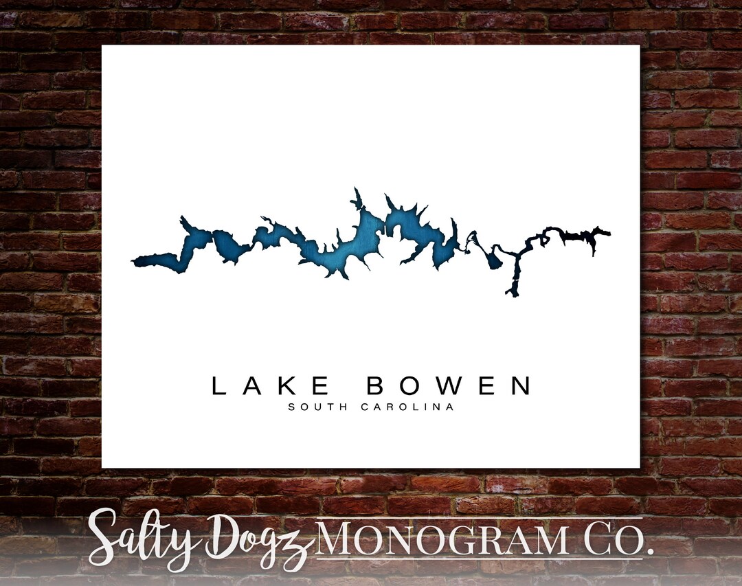 Wall Art Map Print of Lake Bowen, South Carolina Etsy