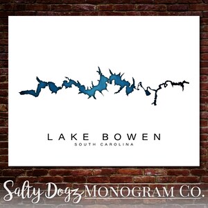 Wall Art Map Print of Lake Bowen, South Carolina!!!