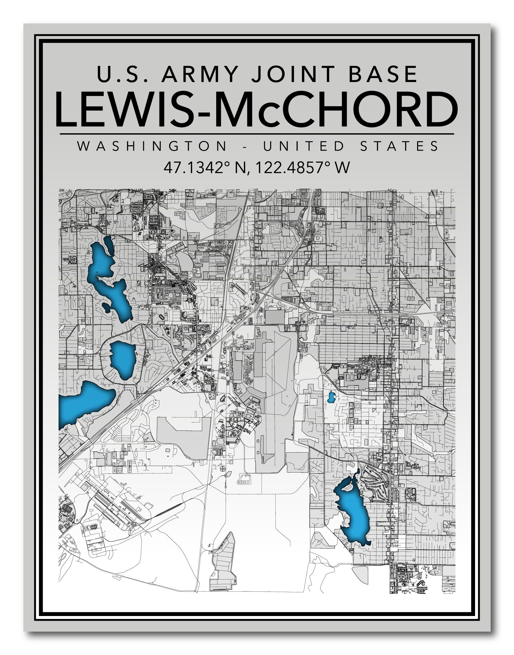Jblm Range Map Wall Art Map US Army Joint Base Lewis–mcchord- Washington! - Etsy