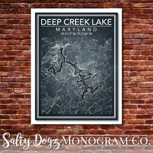 Wall Art Map Print of Deep Creek Lake, Maryland!!!