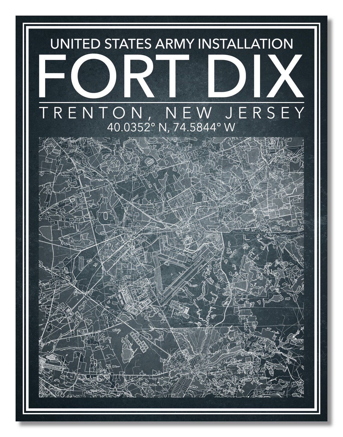 Wall Art Map Print of Fort Dix New Jerseyjoint Base Etsy