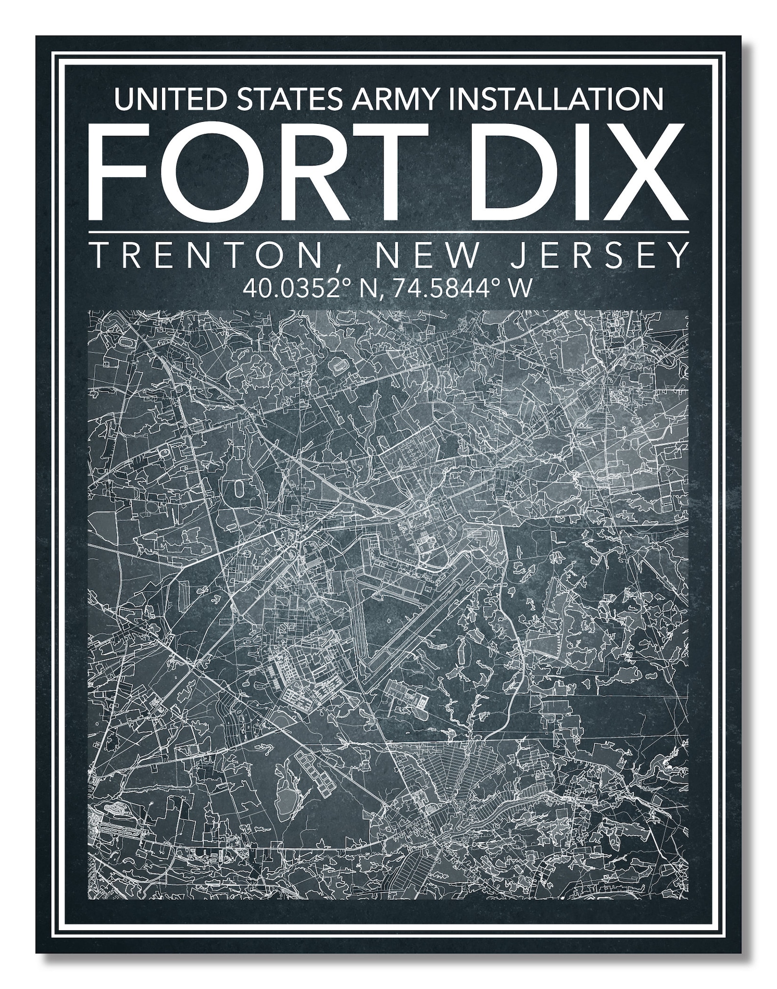 Wall Art Map Print of Fort Dix New Jerseyjoint Base Etsy