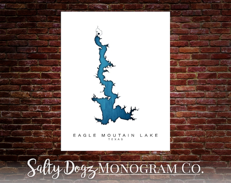 Wall Art Map Print of Eagle Mountain Lake Texas - Etsy