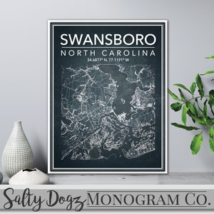Wall Art Map Print Swansboro, NC