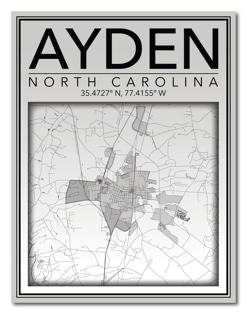 Wall Art Map Print of Grifton North Carolina Etsy