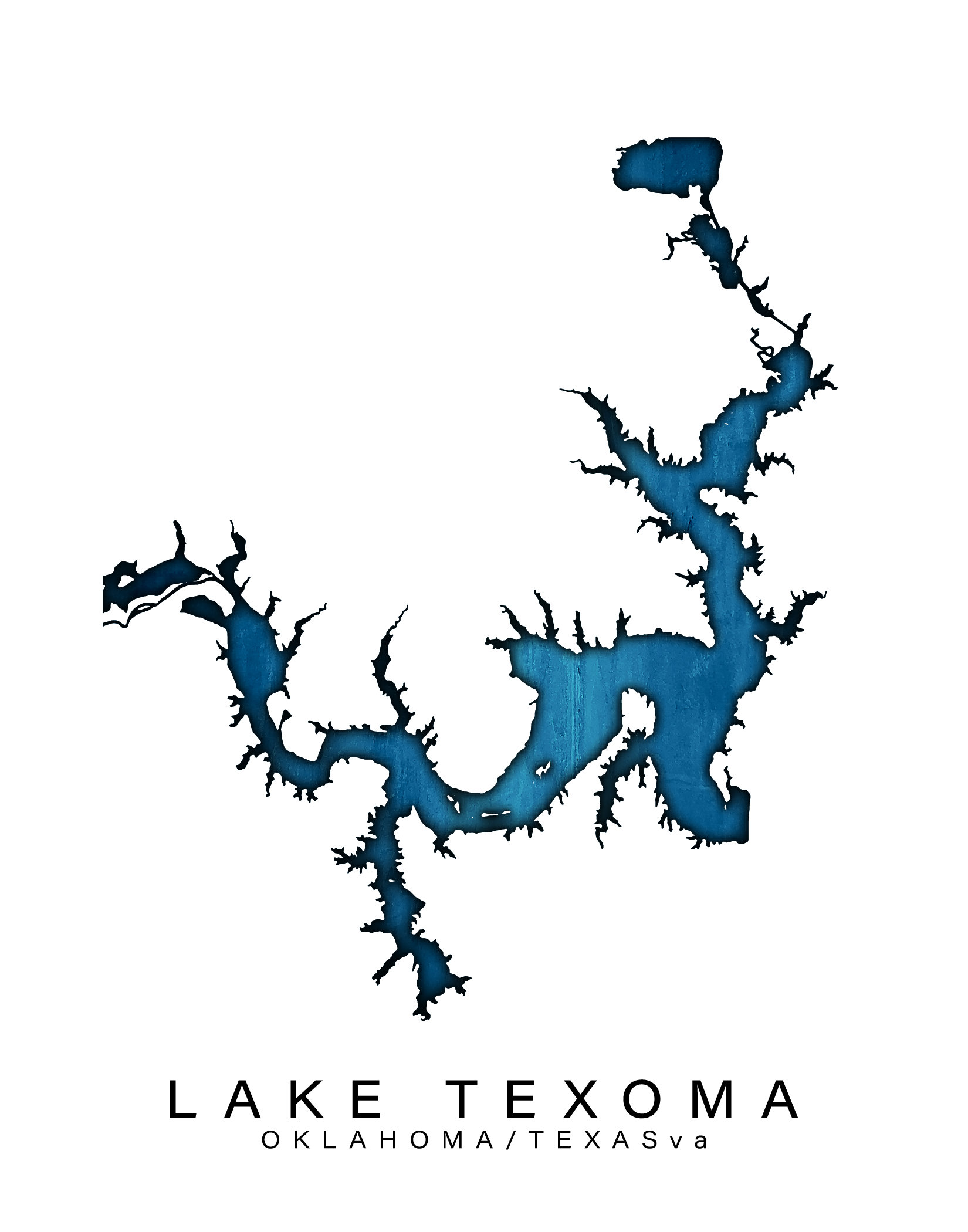 Wall Art Map Print of Lake Texoma Texas Oklahoma | Etsy