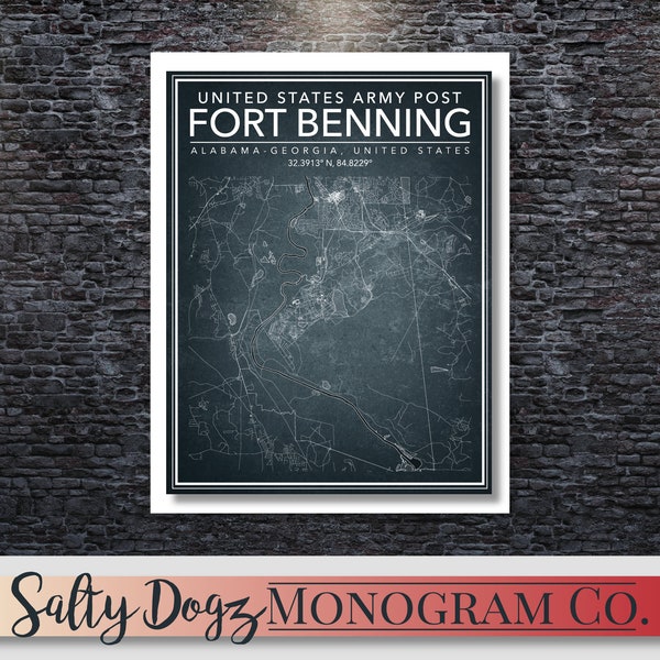 Fort Benning Map Art Etsy