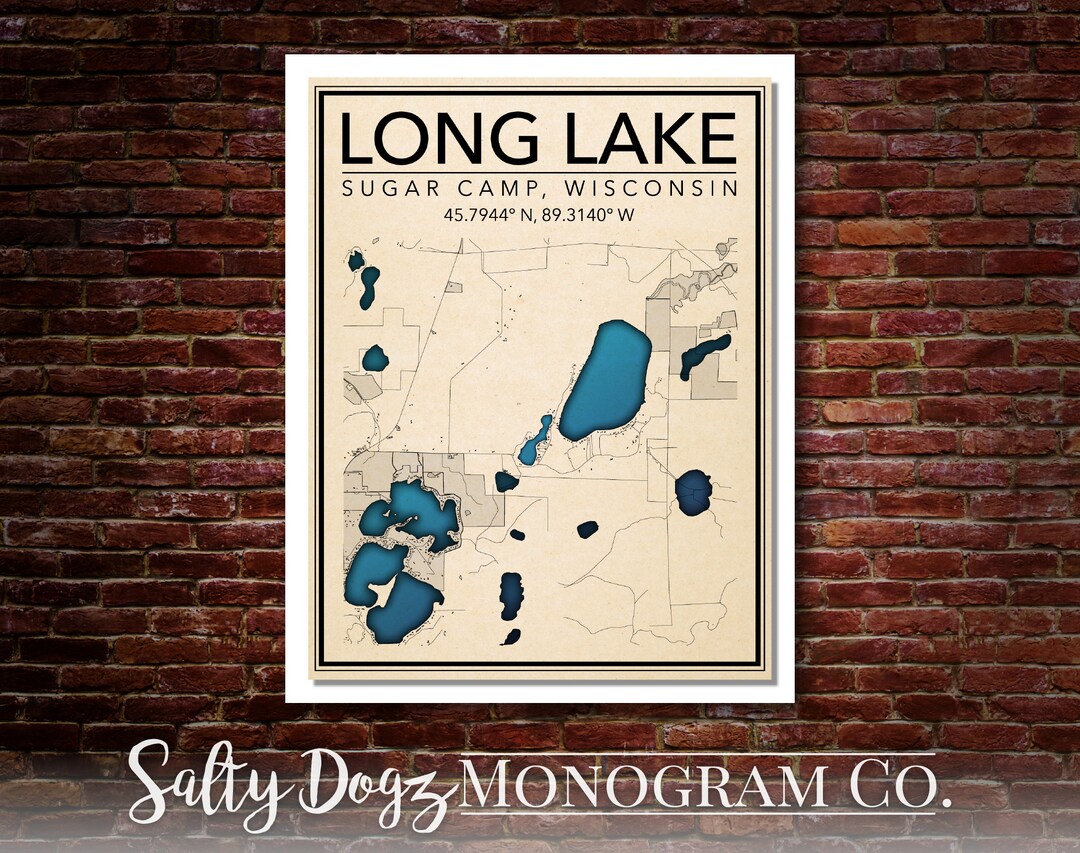 Wall Art Map Print of Long Lake Sugar Camp, Wisconsin Etsy