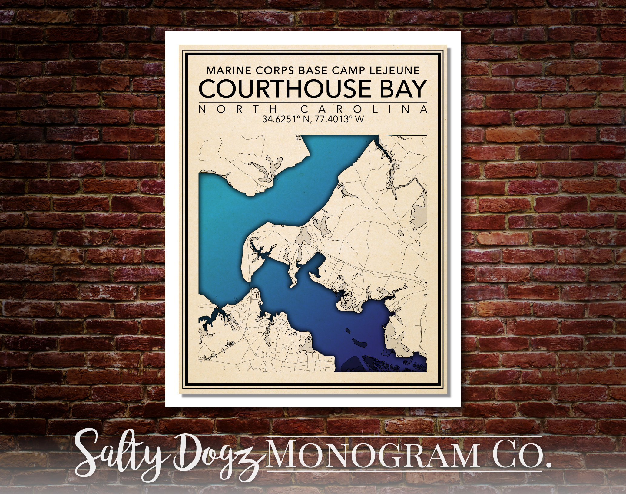 Wall Art Map Print of Marine Corp Base Camp Lejeune Courthouse Etsy