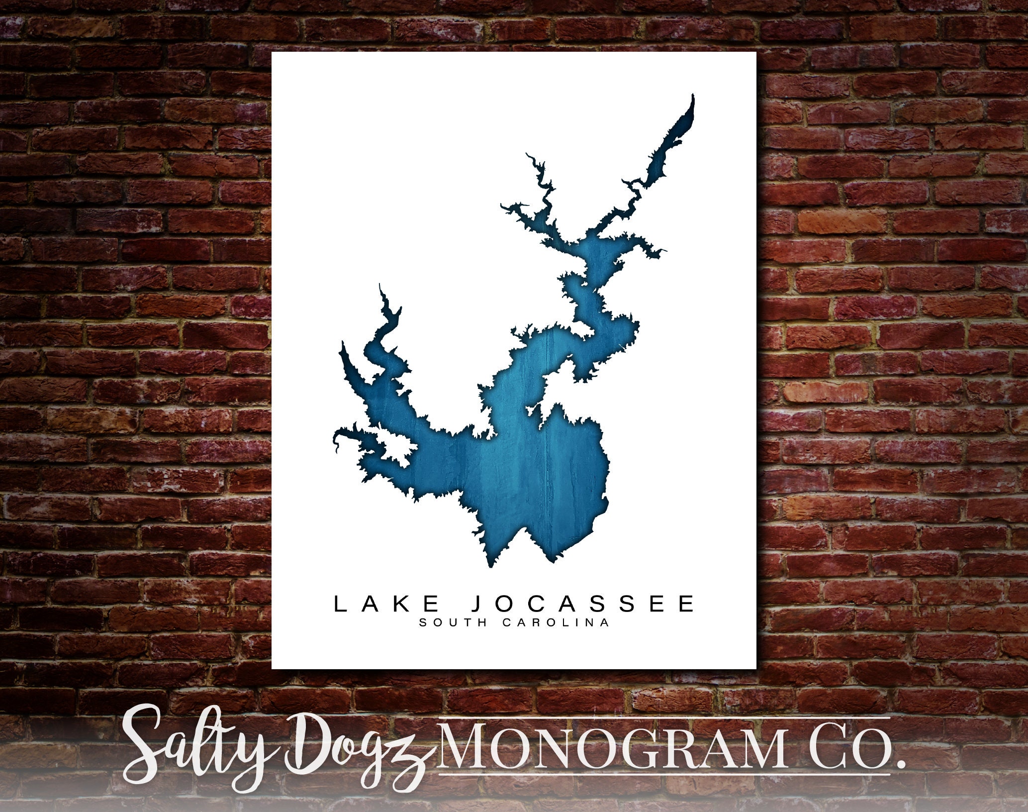Wall Art Map Print of Lake Jocassee South Carolina Etsy UK