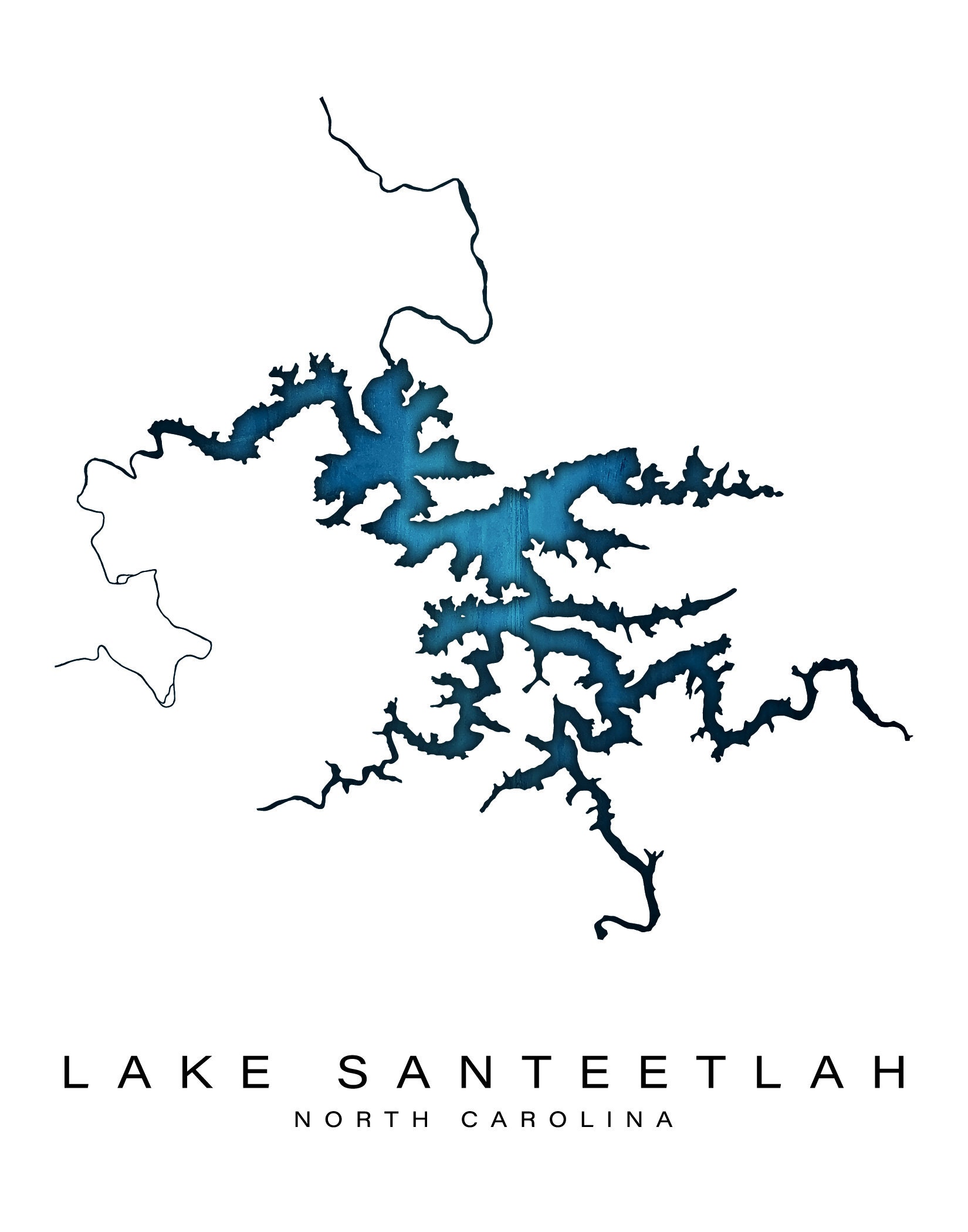 Wall Art Map Print of Lake Santeetlah North Carolina | Etsy