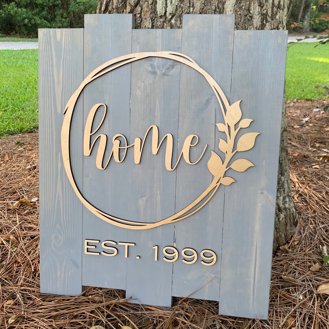 Personalized Home Sign / Established Sign / Custom Real Wood - Etsy