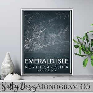 Wall Art Map Print Emerald Isle, NC