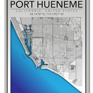 Wall Art Map Print of Naval Construction Battalion Center Port Hueneme ...