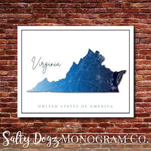 Wall Art Map of Virginia, United States of America!