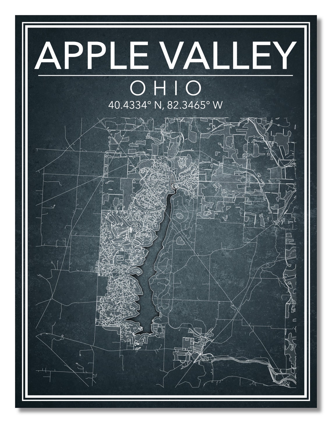 Wall Art Map Apple Valley Ohio Etsy