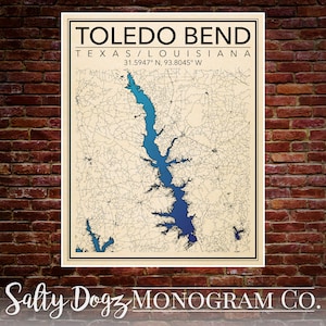 DESCARGA DIGITAL Impresión de 16x20 pulgadas de Toledo Bend, Texas/Luisiana! ***3 versiones***