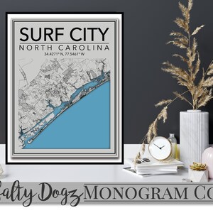 Wall Art Map Print Surf City, North Carolina!