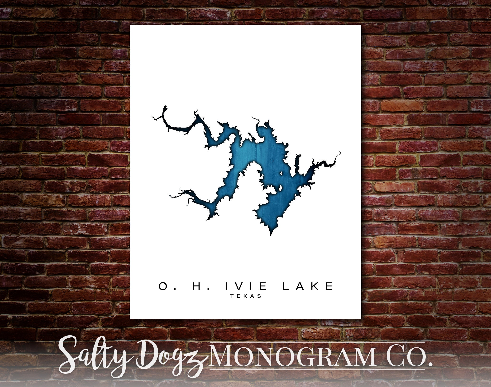 Wall Art Map Print of O. H. Ivie Lake Concho County Texas Etsy