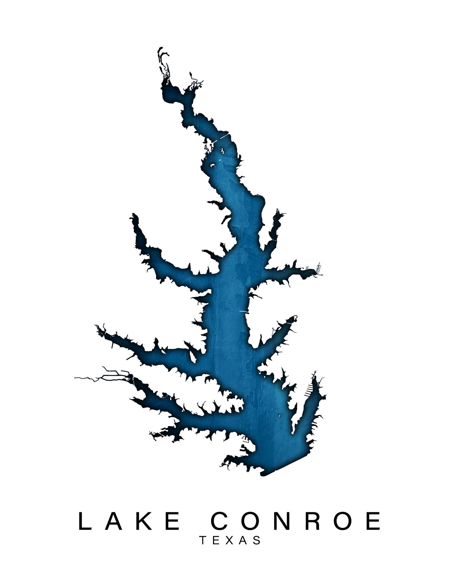 Wall Art Map Print of Lake Conroe Montgomery Montgomery Etsy