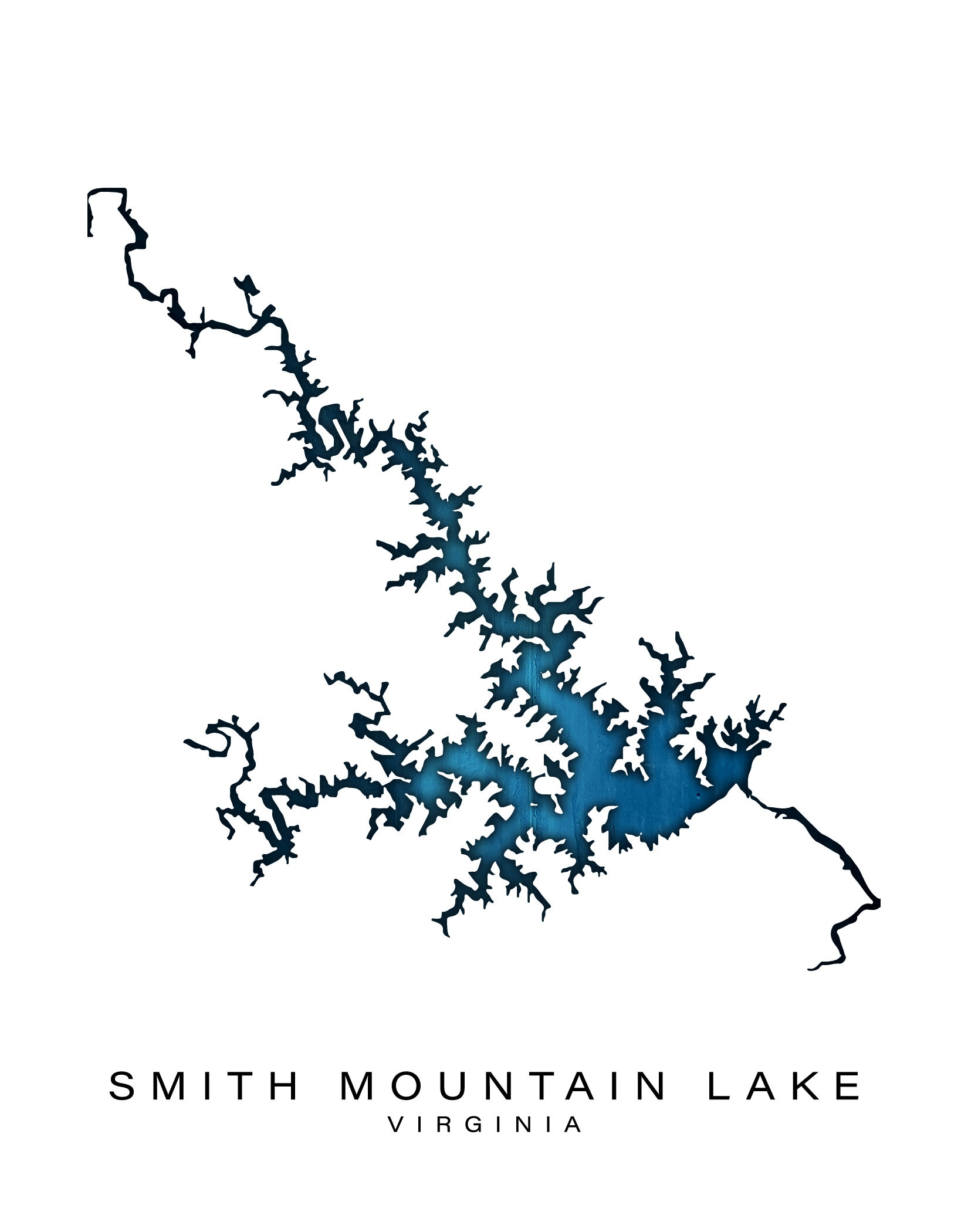 Wall Art Map Print of Smith Mountain Lake Virginia Etsy