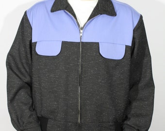 XL/2XL - Vintage 1950s repro black flecked and blue gabardine jacket
