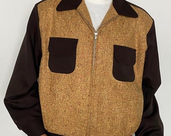 Vintage 1950s Rayon Gabardine Ricky Jacket ~ Size M to L ~ Work