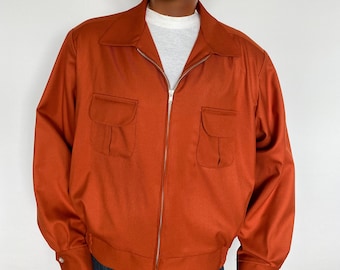 Vintage 40s 50s HERCULES Rust SEARS Gabardine Jacket Talon Ricky