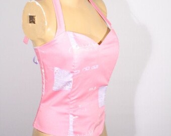 Vintage 1950s reproduction Pink Halter Top - Size M / L