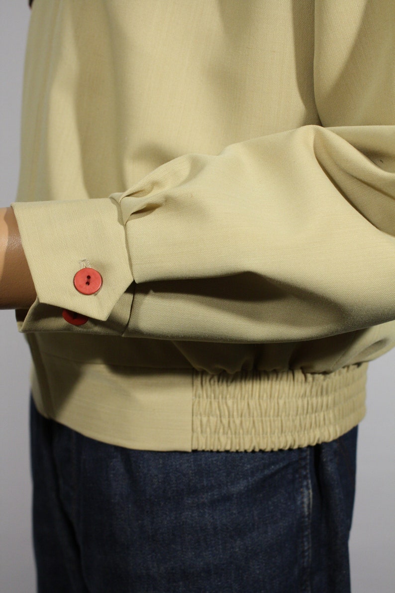 Size M L Vintage 1950s reproduction Two-Tone Abstract BrownRed and Tan Gabardine Jacket