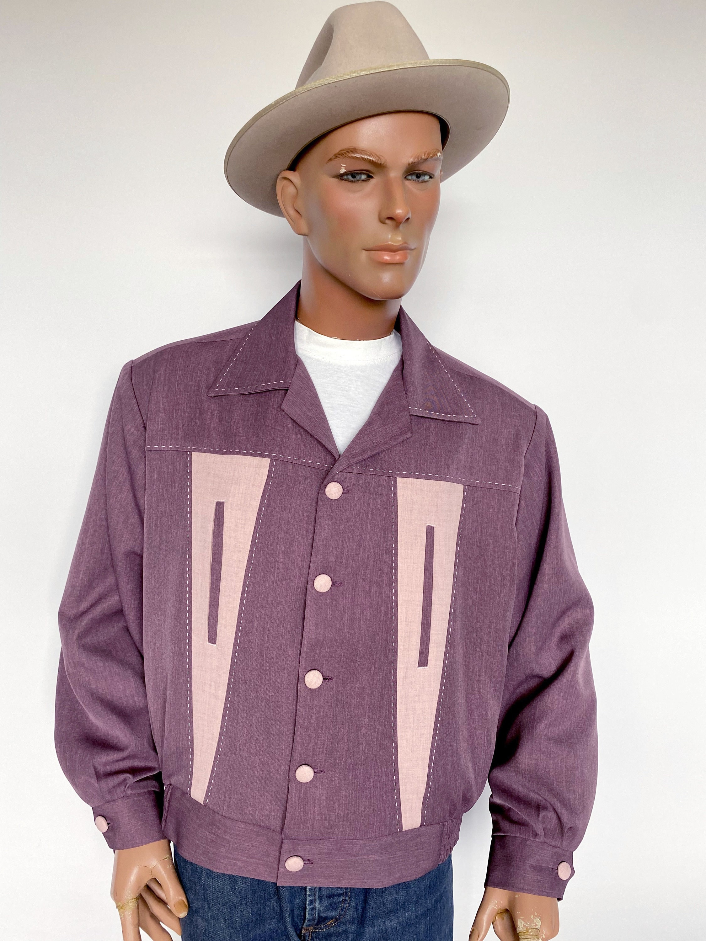 XL/2XL - Vintage 1950s Repro Two-tone Purple and Pink Gabardine