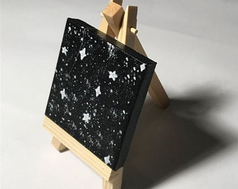 Star painting 3"x3" with wood easel