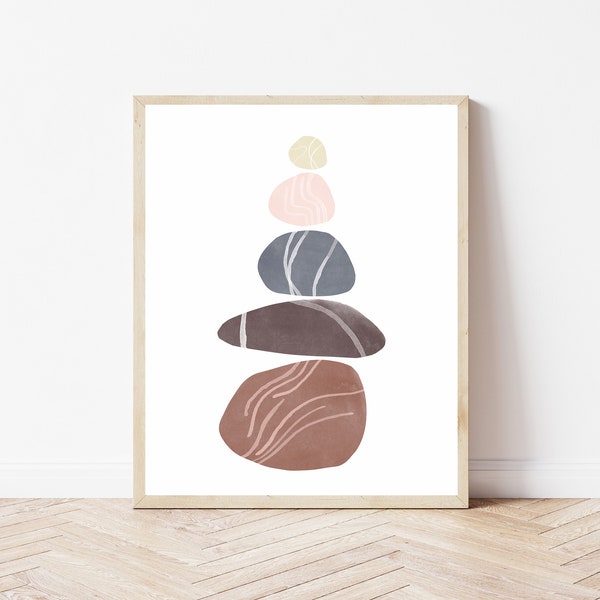 Digital Download| Printable Contour Drawing Rose | Minimalist Art| Modern Decor| Minimalist Line Art | Rock Stack Printable Wall Art