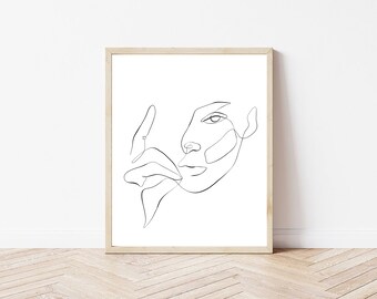 Digital Download| Printable Contour Drawing| Boho Minimalist Art| Modern Decor| Face Line Art | Printable Wall Art