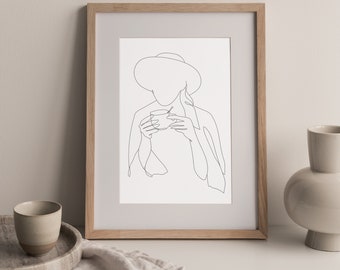 Digital Download| Printable Contour Drawing| Minimalist Art| Modern Decor| Minimalist Line Art | Printable Wall Art
