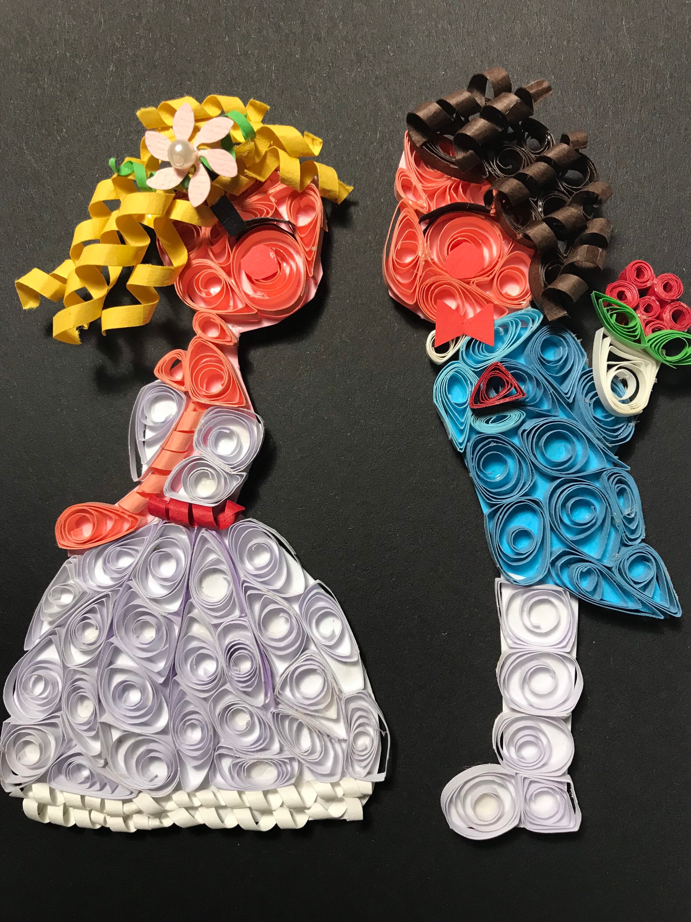 Quilled bride and groom gift for newly wed couple Etsy