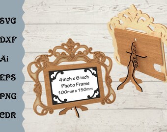 Laser Cut Decorative Photo Frame: 4x6 Picture, SVG Files (Digital Download)