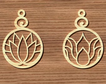Lotus Earring SVG: Laser Cut Files for Cricut, Glowforge (Digital File)