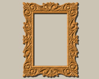 Wall decor Photo Frame vector file for V-bit CNC carving, 2.5 D image CNC router.  Picture frame pattern vector file CNC engraving template