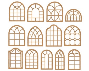 Glowforge Window Frame Cut Files, Cathedral Window Designs Gothic Arched Decor (Digital Download)