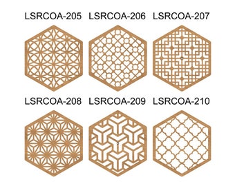 Hexagon and circle (two model) wood Coasters Trivet Template Wall Decor Templates Plasma Cricut Vector  digital file