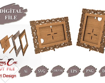 Laser Cut Photo Frame SVG - Ornate Wall Art Decor (Digital File) - Picture Frame - Glowforge