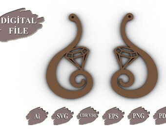 Diamond Earring SVG File: Laser Cut Jewelry Design (Digital File)