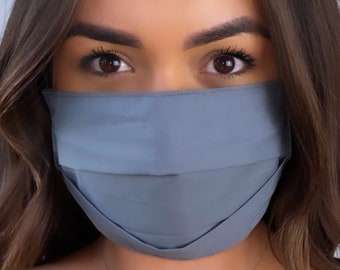 Dark Grey Reusable Cotton Mask - Unisex Washable Face Mask - Hypoallergenic Mask With Filter Pocket Option UK - Comfortable Adjustable Mask